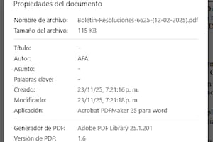 La imagen que presenta los últimos cambios realizados en el Boletín de Resoluciones 6625, con fecha original del 12 de febrero, y aparentemente modificado el domingo 23 por la noche