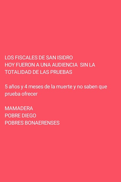 La imagen que subió a su estado de Whatsapp el abogado Rodolfo Baqué, defensor de la enfermera Gisella Dahiana Madrid