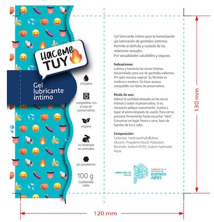 La imagen que tendrán el millón de potes de gel íntimo de 100 gramos cada uno.