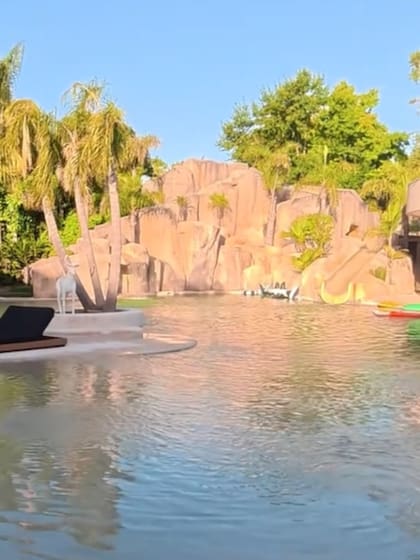 La impresionante pileta que tiene Tevez en su casa (Foto: Captura de video / TikTok @shootforloveworld)