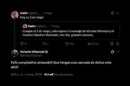 La indirecta de Victoria Villarruel contra Manuel Adorni en un saludo de cumpleaños