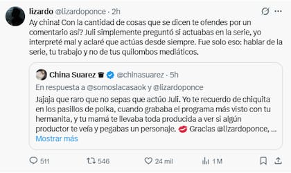La inesperada respuesta de Lizardo Ponce a la China Suárez