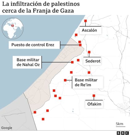 La infiltración de palestinos cerca de la Franja de Gaza