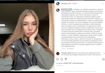 La influencer compartió algunos mensajes sobre el conflicto entre Rusia y Ucrania
