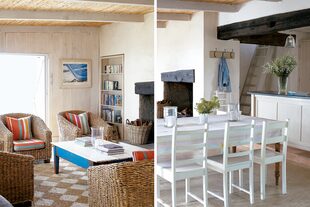 La inspiración para la deco surgió del agua y la arena. La dueña de casa logró una impecable ambientación marinera, con estampados a rayas y la cantidad justa de muebles vintage.