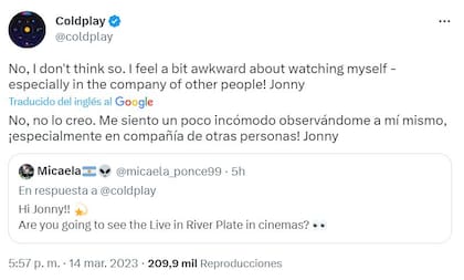 La interacción de Jonny, guitarrista de Coldplay, con su público en Twitter