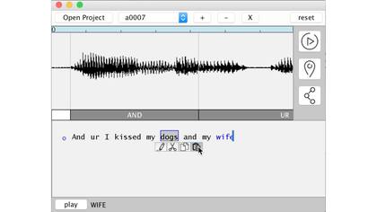 La interfaz de VoCo, con el audio original y la posibilidad de editar cada palabra