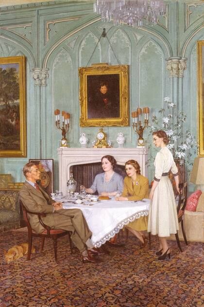 La intimidad del Royal Lodge, en Windsor, fue registrada por Sir James Gunn en 1950