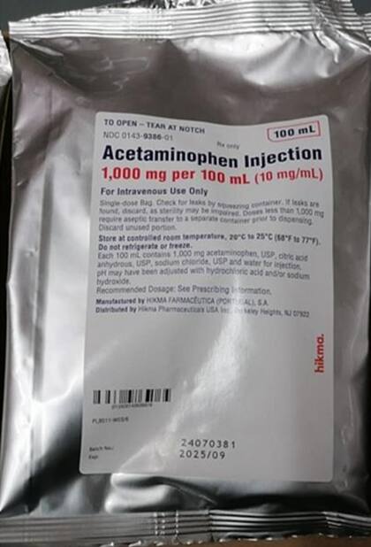 La inyección de acetaminofén retirada del mercado (FDA)