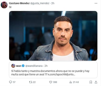 La irónica manera que Méndez tuvo para responder un reclamo de Wanda Nara