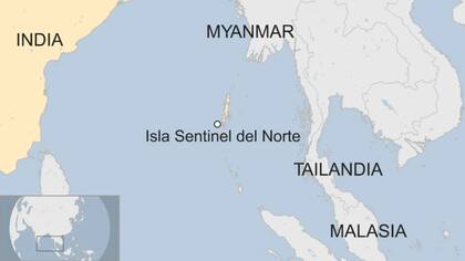 La isla de Sentinel está ubicada a 1200 km de la India continental