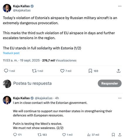 La jefa de la diplomacia de la UE, Kaja Kallas, calificó el hecho como una "provocación extremadamente peligrosa"