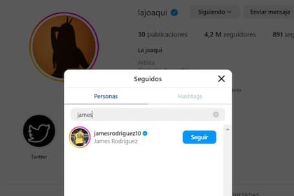 La Joaqui sigue en Instagram a James Rodríguez, ¿casualidad, o una pista de que hay algo más entre ellos?