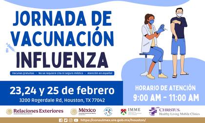 La jornada de vacunación contra la influenza será en Houston el próximo 23, 24 y 25 de febrero (X/@ConsulMexHou)