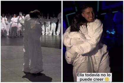 La joven aceptó la propuesta y los enamorados se fundieron en un tierno abrazo mientras todos los presenten aplaudían y gritaban (Foto: Captura de video)