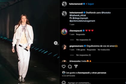 La joven debutó en las pasarelas (Foto Instagram @heleotamendi)