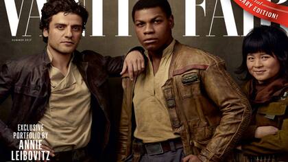 La joven guardia: Poe Dameron (Oscar Isaac), Finn Joh Boyega) y la mecánica Rose Tico (Kelly Marie Tran). Ella es un nuevo personaje que, al parecer, tendrá un gran protagonismo.