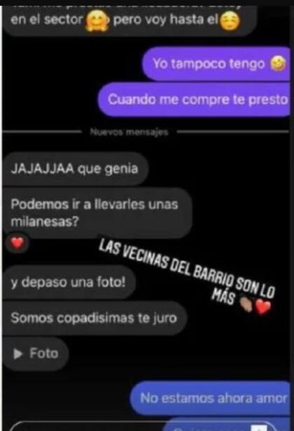 La joven había subido una imagen de la conversación con su vecina para agradecerles la buena onda