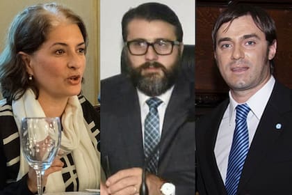 La jueza Gabriela López Iñiguez, el juez José Michilini y el fiscal Leonel Gómez Barbella