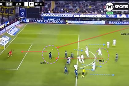 El Ciclón de Almirón tiró el achique en el Bombonera y casi convierte Mas para Boca rompiendo la línea defensiva llegando desde atrás