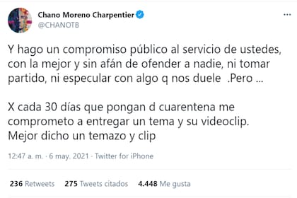 La jugada promesa que hizo Chano Charpentier a sus fanáticos