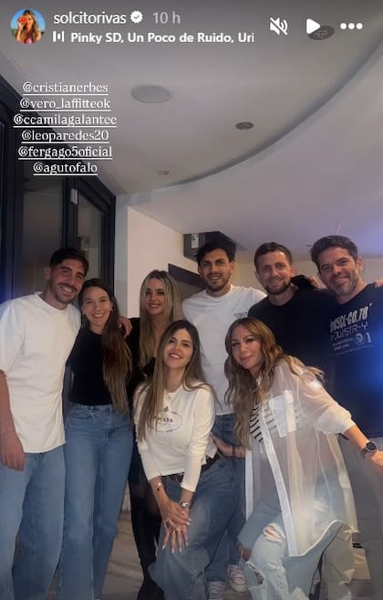 La juntada entre Paredes, Gago, Colazo y Erbes incluyó, también, a sus parejas