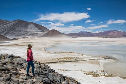 La laguna y el salar Aguas Calientes, a más de 4.000 metros de altura.