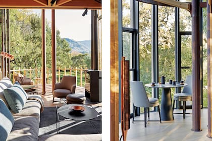 La lámpara de pie en cobre es de Roche Bobois y la mesa ‘Container’ es un diseño de Marcel Wanders (Moooi).