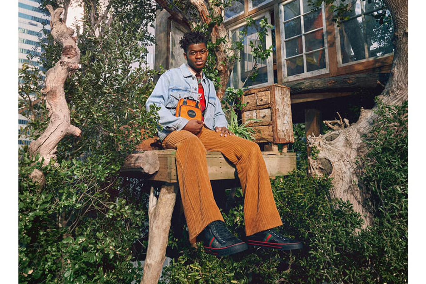 La legendaria firma italiana Gucci hizo campaña en la casita del árbol para su flamante línea sostenible.