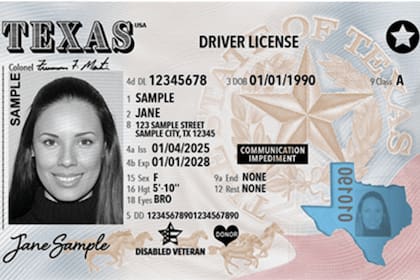 La licencia de conducir de Texas esta entre los documentos aceptables para sufragar en las elecciones del estado