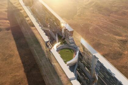 La Línea del Espejo proyecta un estadio deportivo a más de 300 metros de altura.