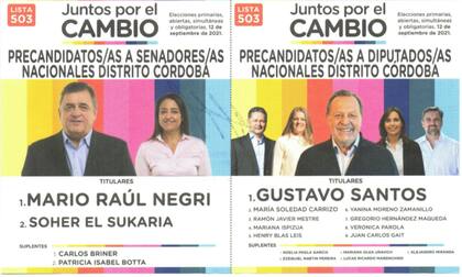 La lista 503 de Juntos por el Cambio en Córdoba.