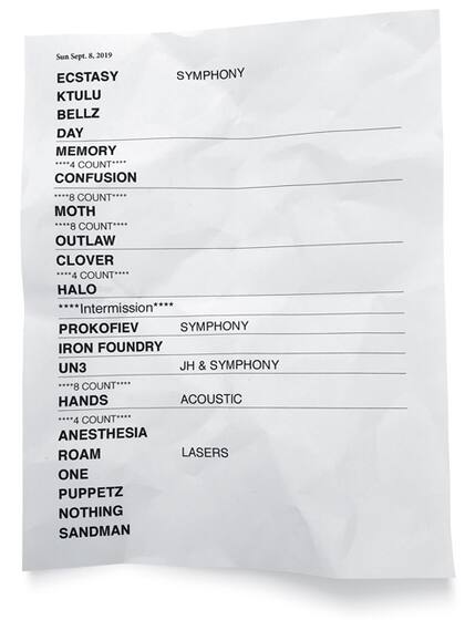 La lista de temas del show