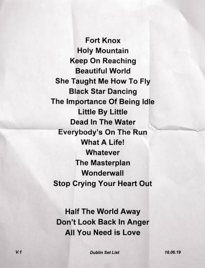 La lista de temas que Noel Gallagher tocó en Dublin, Irlanda, en junio pasado