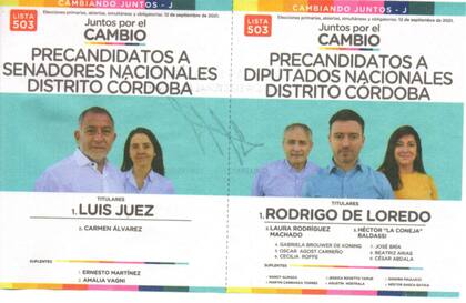 La lista "J" que competirá en las internas cordobesas de Juntos por el Cambio.