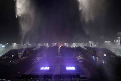 La lluvia en el estadio de US Open, en Nueva York.