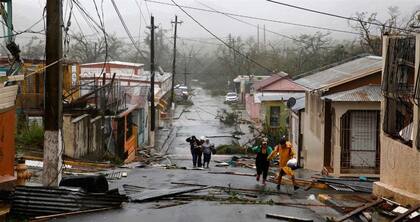 La localidad puertorrique?a de Guayama, ayer, tras el impacto del huracán
