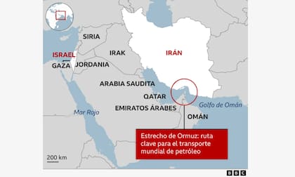 La localización del Estrecho de Ormuz