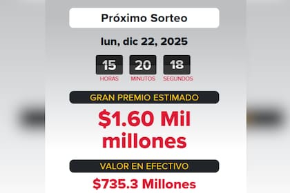 La lotería antes de Navidad ofrece 1600 millones de dólares en el premio más alto