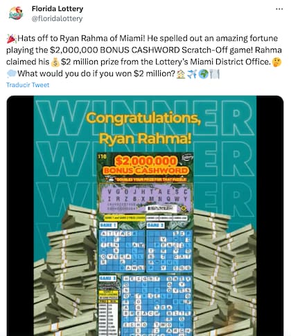 La Lotería de Florida anunció al ganador