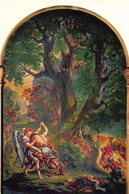 "La lucha de Jacob con el ángel", de Eugène Delacroix, que Garcés analiza en su ensayo