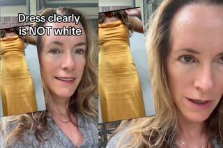 Fue a una boda vestida de amarillo y la madre de la novia le regó una copa de vino encima