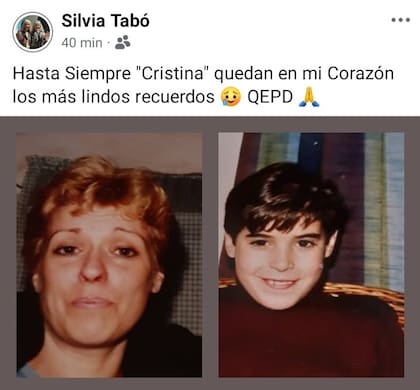 La madre de Nicolás Cabré fue despedida en redes sociales por amigos y familiares