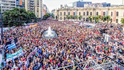 La manifestación en Córdoba, frente al Patio Olmos. Gentileza El Doce