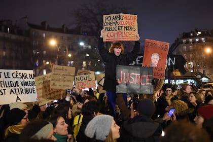 La manifestación en París, en febrero de este año, por el escándalo de Roman Polanski