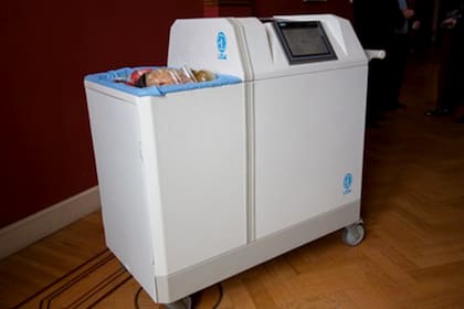 La máquina que fue fabricada por Berro y su familia en la fábrica en Castelar.