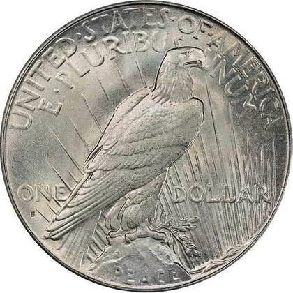 La marca de ceca que identifica a la Casa de la Moneda de San Francisco se puede observar en el reverso de la pieza, justo por debajo de la letra "O" de la palabra "ONE"