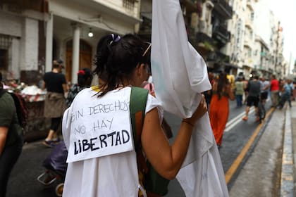 La marcha del 8M frente al Congreso de la Nación