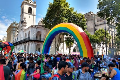 La marcha del orgullo en la Plaza de Mayo