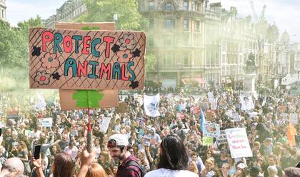 La Marcha por los Derechos de los Animales de este año reunió a 12.000 activistas, en Londres.